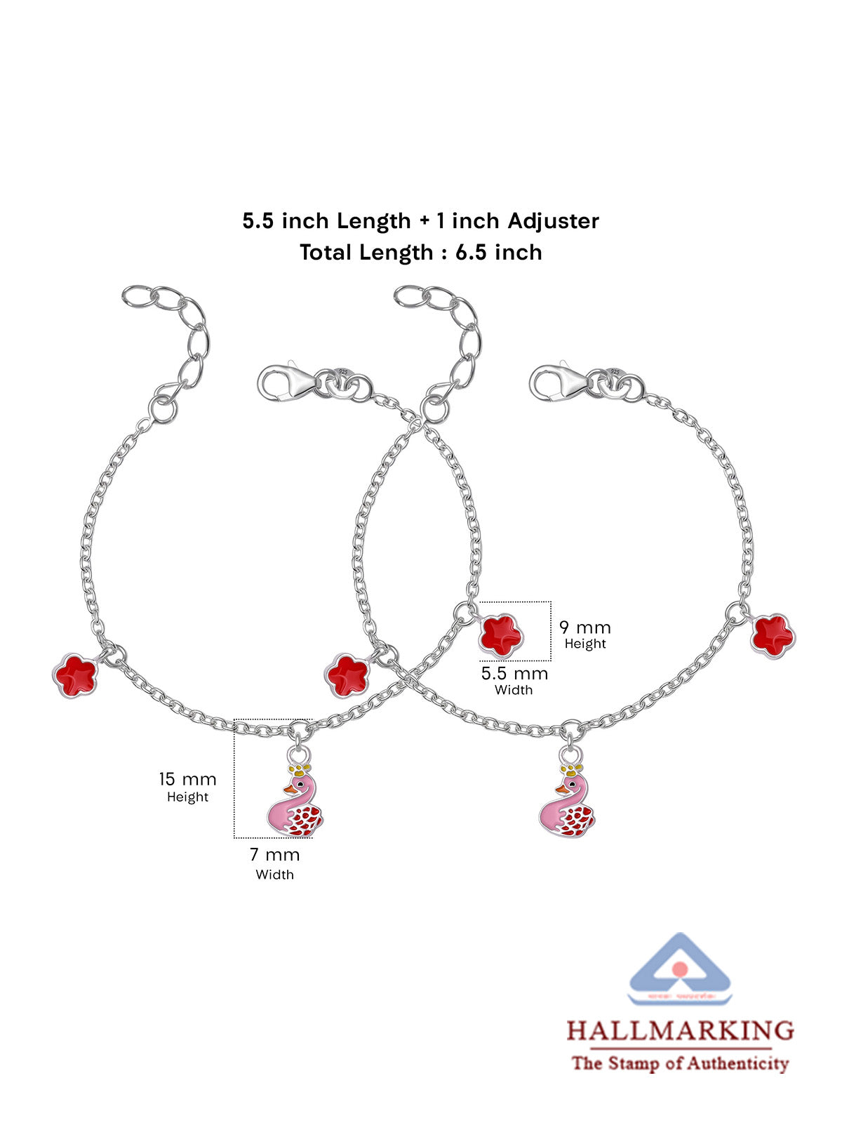 Silver Flamingo Charm Anklet