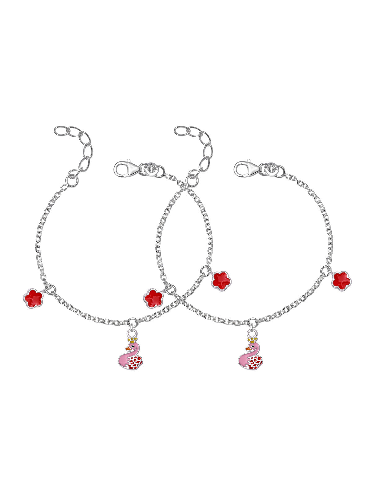 Silver Flamingo Charm Anklet