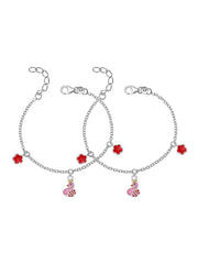 Silver Flamingo Charm Anklet