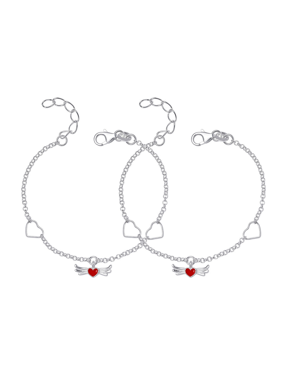Silver Winged Heart Charm Anklet