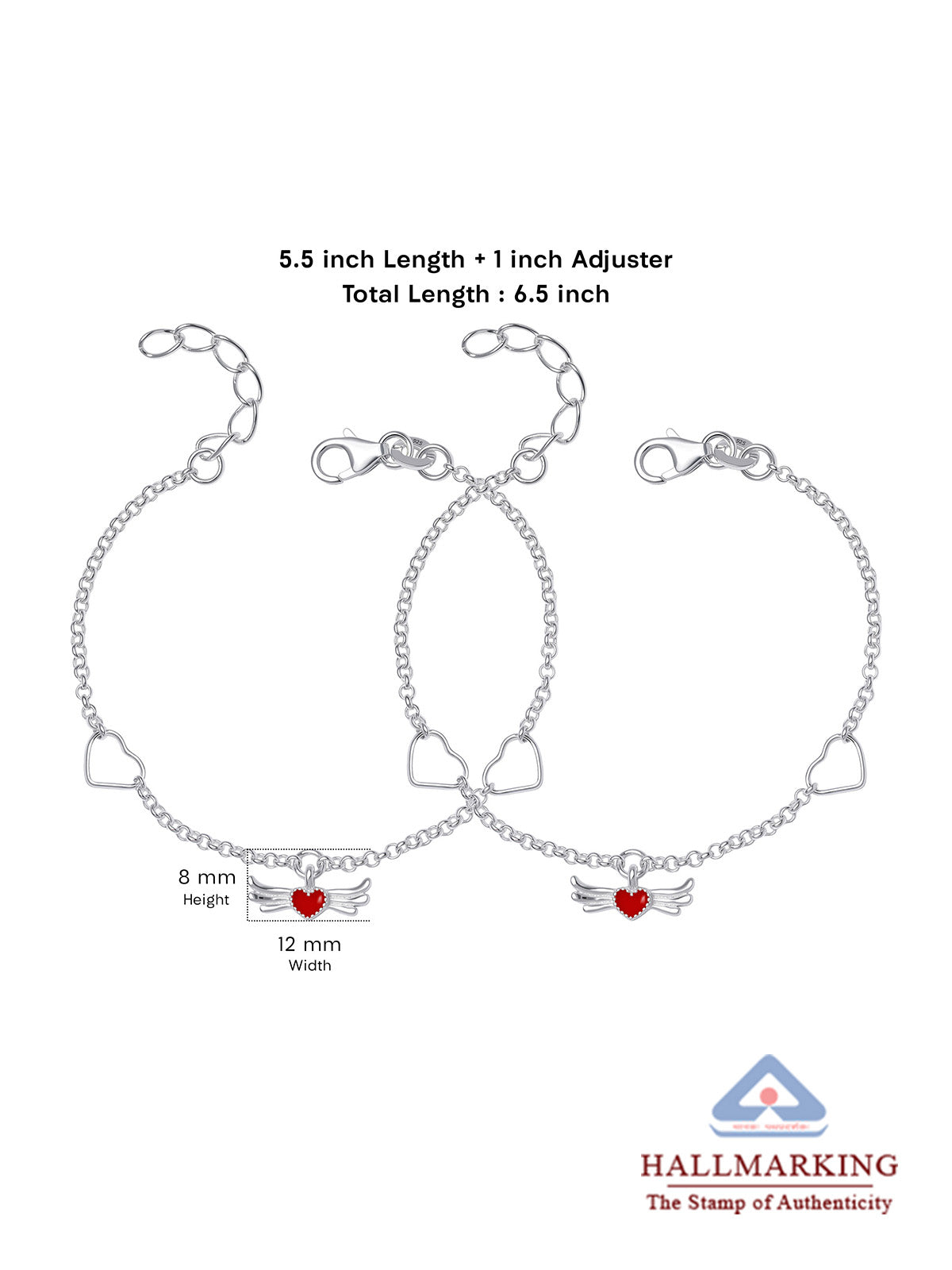 Silver Winged Heart Charm Anklet