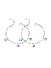 Multi-Color Enamel Heart Charm Bracelet Set