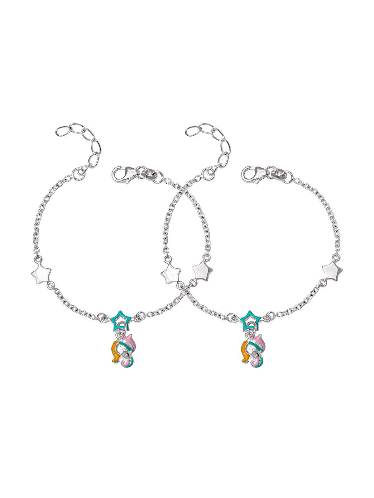Silver Star & Colourful Charm Anklet