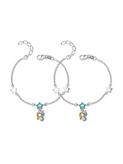 Silver Star & Colourful Charm Anklet