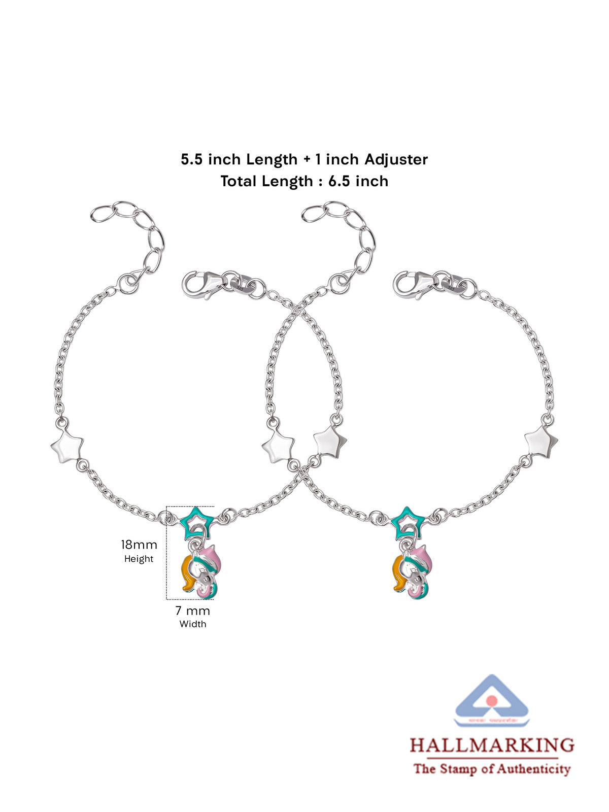 Silver Star & Colourful Charm Anklet