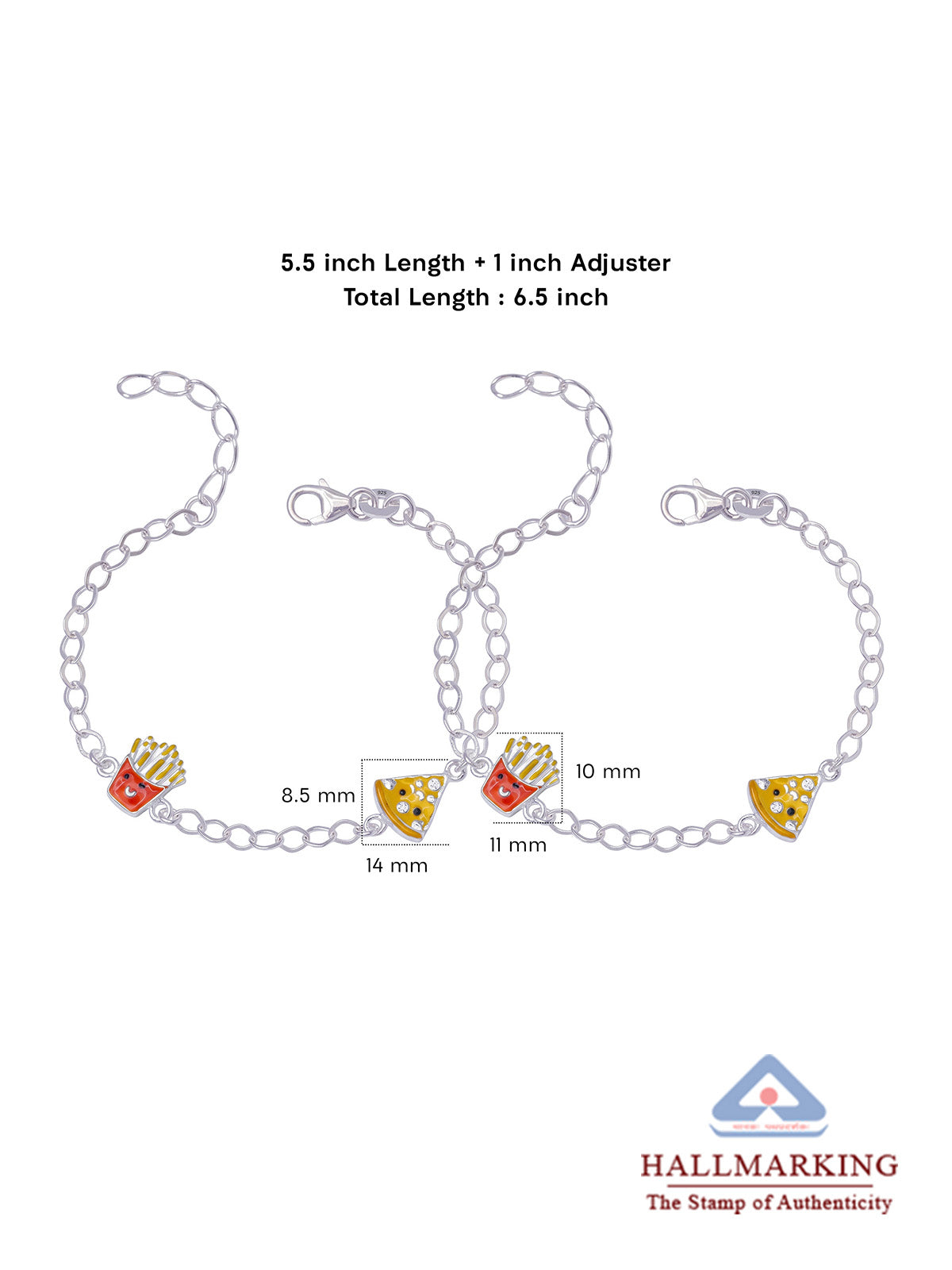 Pizza & Fries Charm Anklet