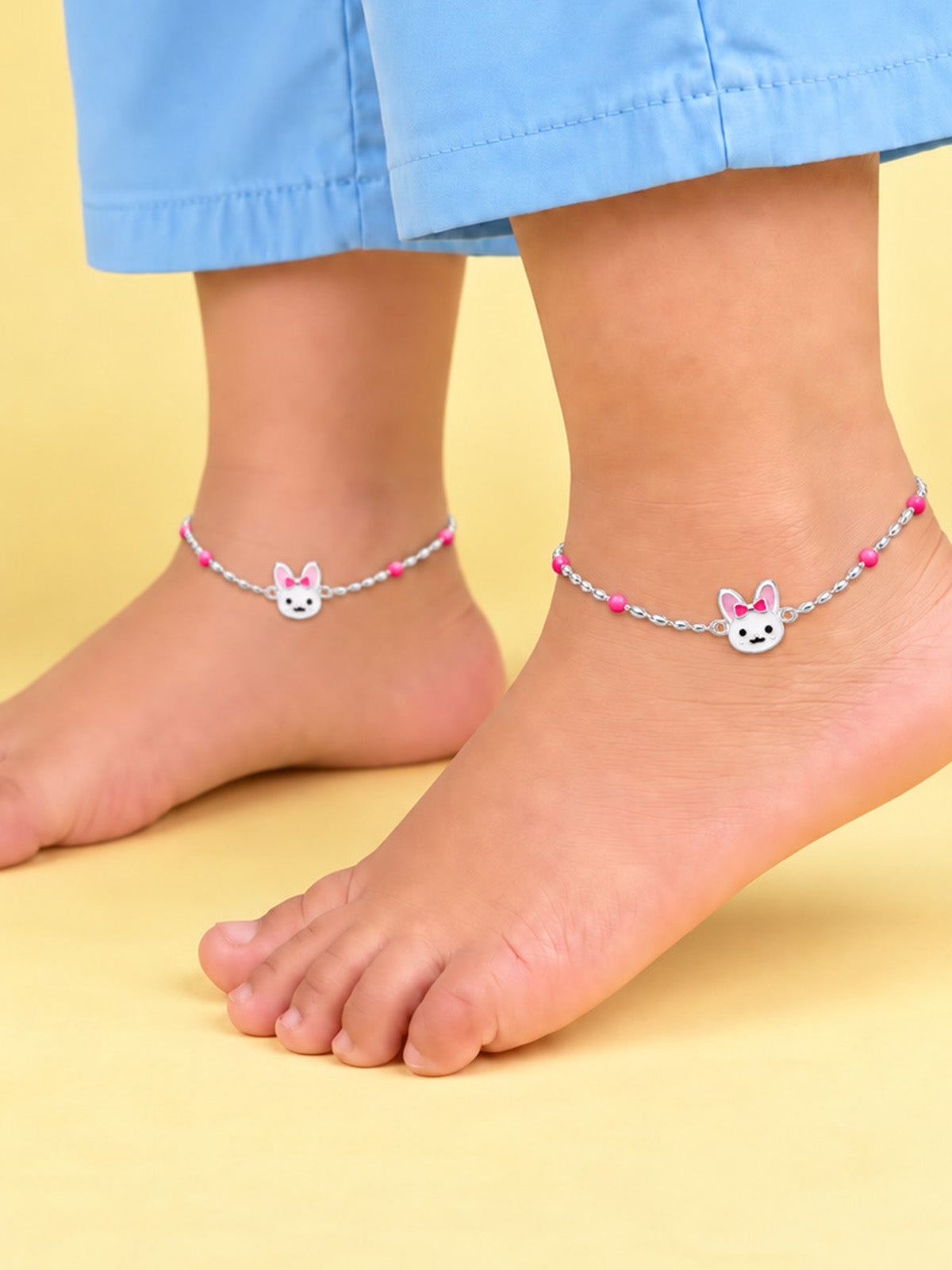 Silver Bunny Charm Anklet