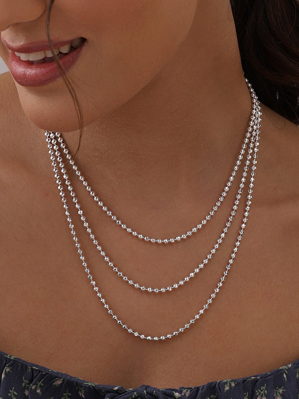 925 Sterling Silver Italian Ball-Chain Necklace for Women 0.3 CM