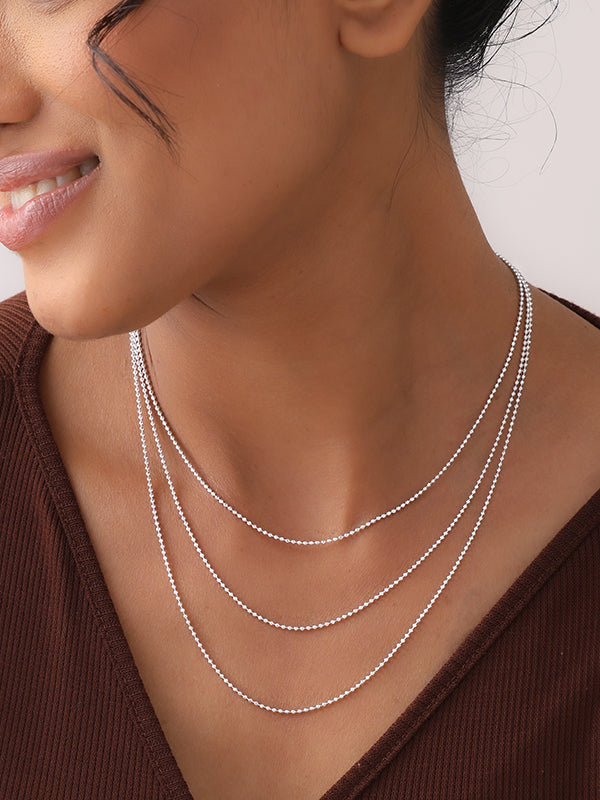 Rhodium-Plated Venezia Bead Ball Chain Necklace
