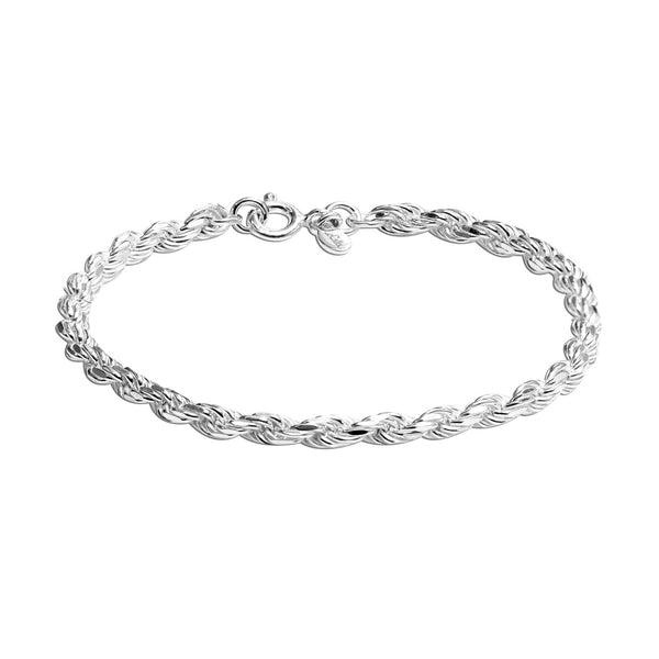 925 Sterling Silver Rope Chain Bracelet for Teen Women Man