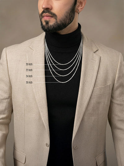 925 Sterling Silver Italian Diamond-Cut Twisted Braided Rope Chain Necklace for Men and Women