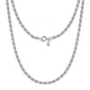 925 Sterling Silver Italian Diamond-Cut Twisted Braided Rope Chain Necklace for Women 3 MM