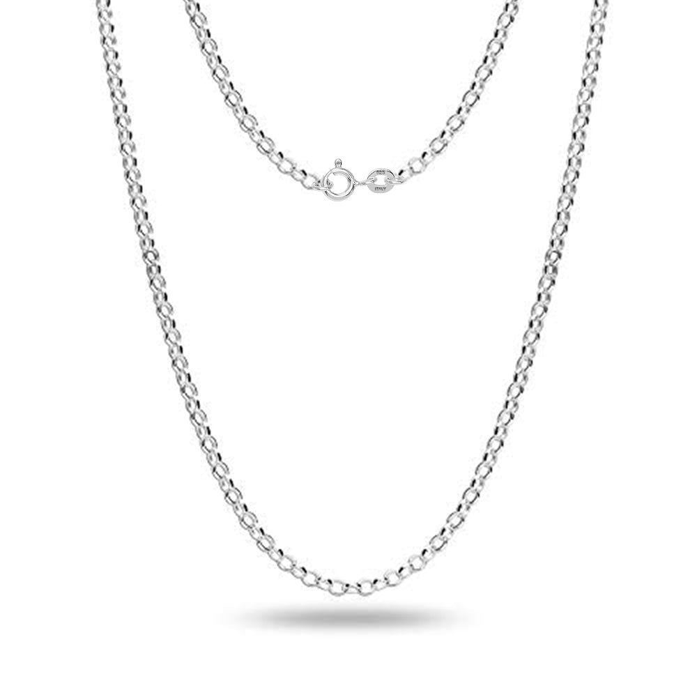 925 Sterling Silver Italian Rolo Belcher Link Chain Necklace for Men and Women