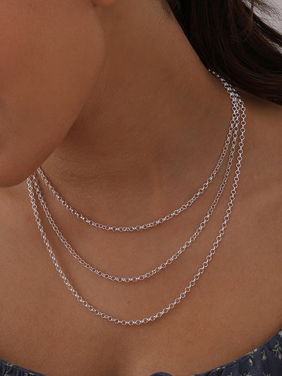 925 Sterling Silver Italian Rolo Belcher Link Chain Necklace for Men and Women 0.3CM