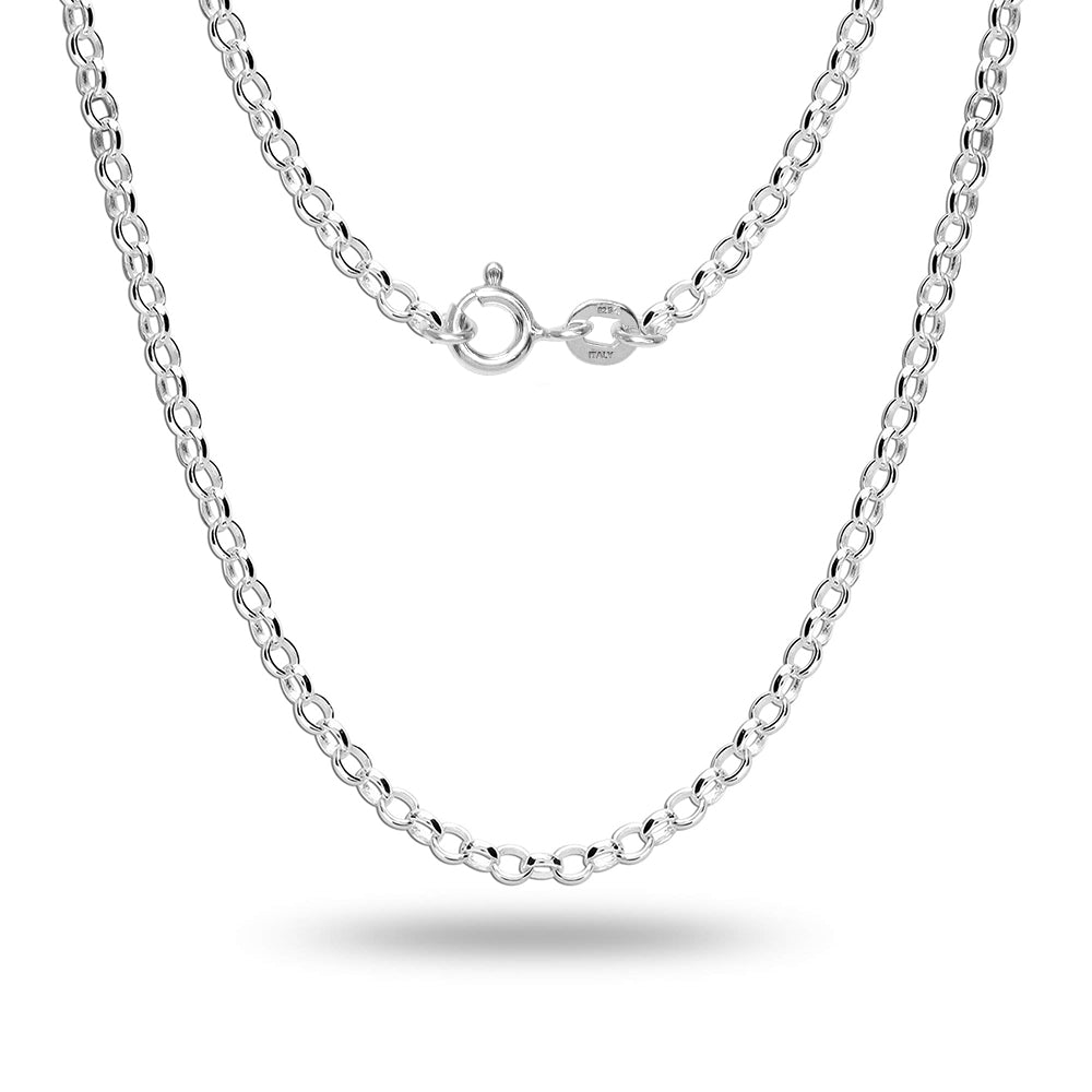 925 Sterling Silver Italian Rolo Belcher Link Chain Necklace for Men and  Women
