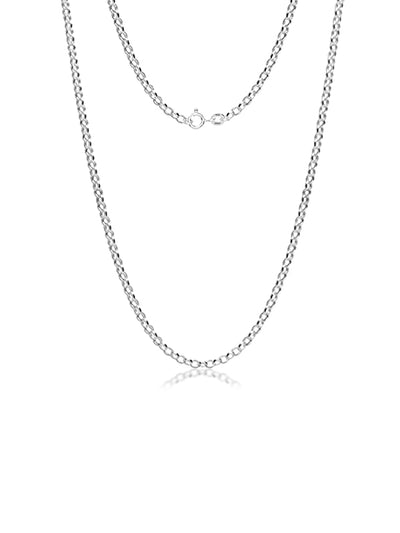 925 Sterling Silver Italian Rolo Belcher Link Chain Necklace for Men and Women 0.3CM