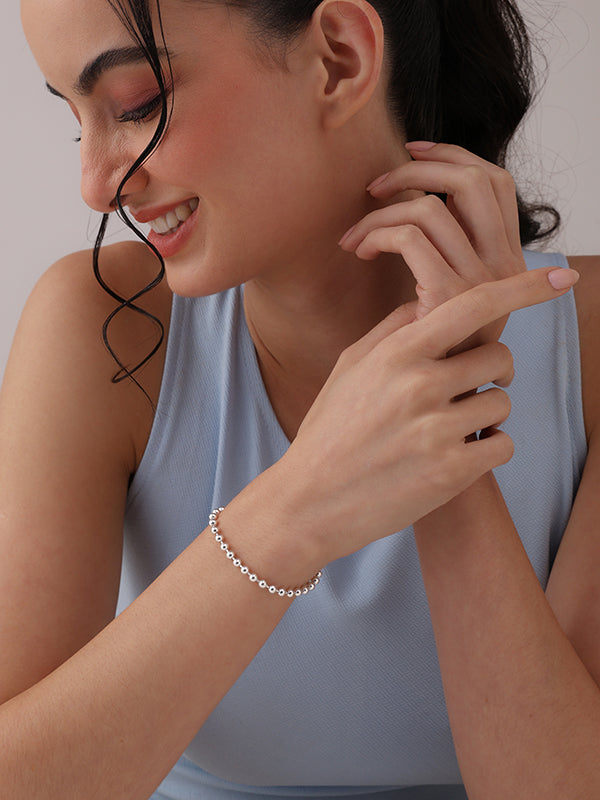 Ball Shape Contemporary Bracelet in Silver