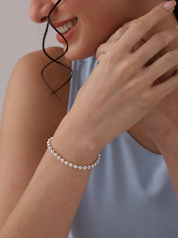 Ball Shape Contemporary Bracelet in Silver