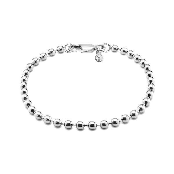 925 Sterling Silver Italian Handmade Bead Ball Strand Chain Bracelet for Teen and Women