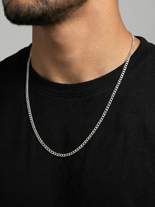 925 Sterling Silver Italian Diamond-Cut Cuban Link Curb Chain Necklace for Women and Men