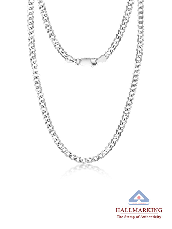 925 Sterling Silver Italian Diamond-Cut Cuban Link Curb Chain Necklace for Women and Men
