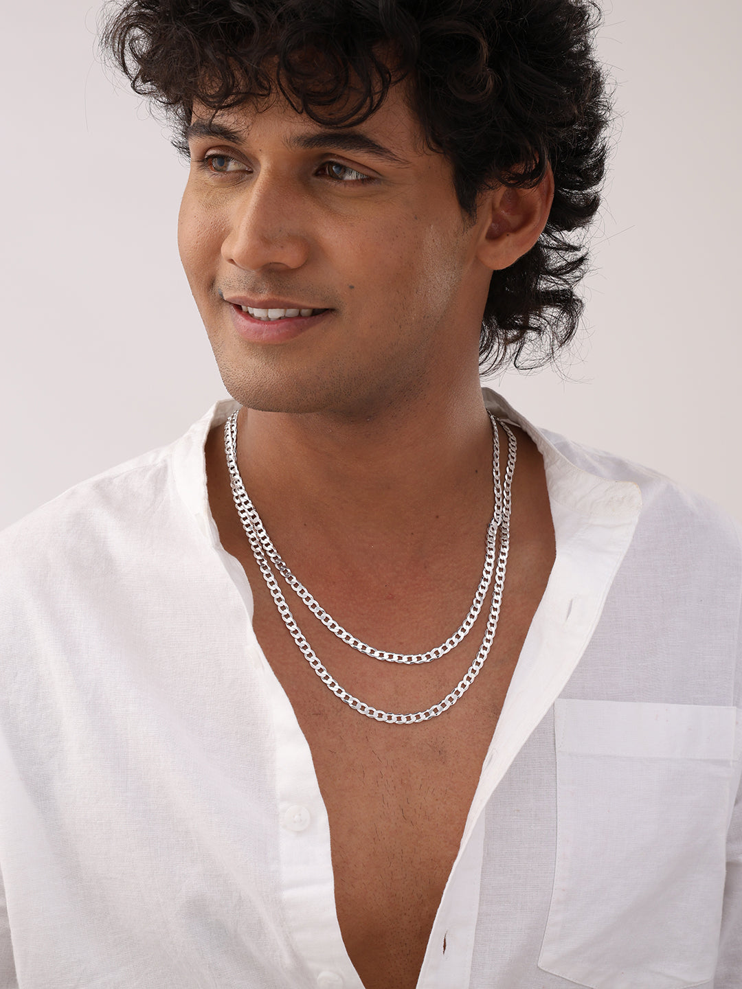 Ferro Diamond-Cut Curb Men's Chain Necklace
