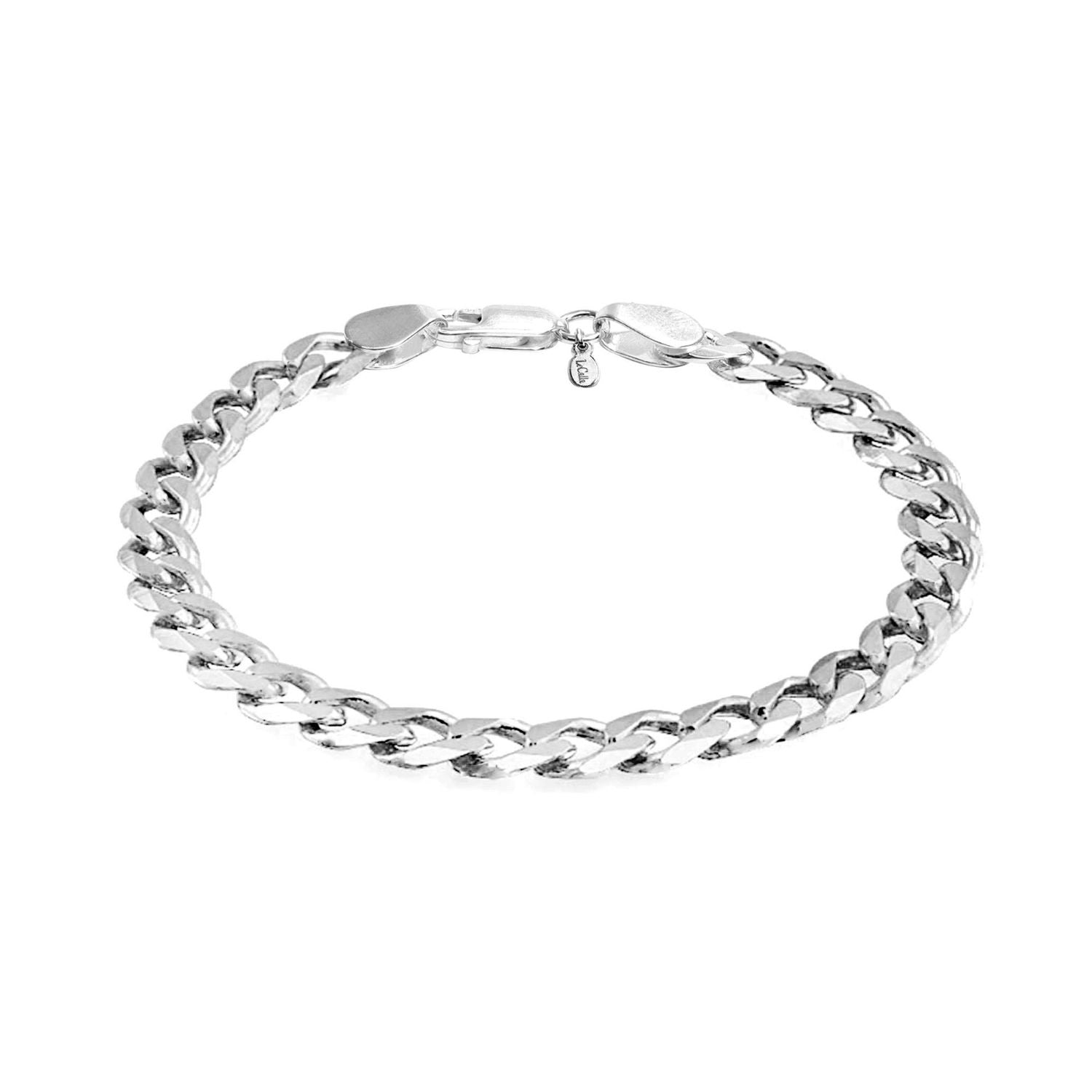 925 Sterling Silver 6.5 MM Curb Chain Bracelet for Men