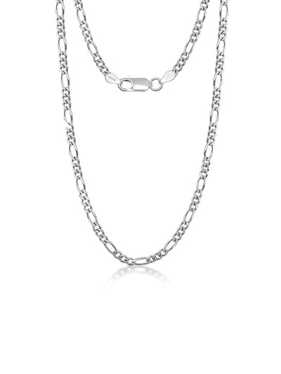 925 Sterling Silver Italian 0.35CM, Solid Diamond-Cut Figaro Link Chain Necklace for Men Women