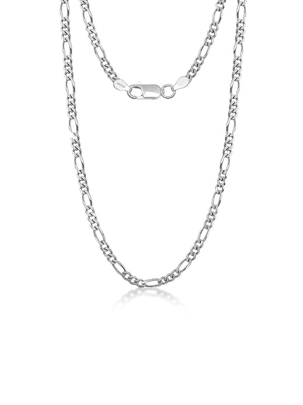 925 Sterling Silver Italian 0.35CM, Solid Diamond-Cut Figaro Link Chain Necklace for Men Women