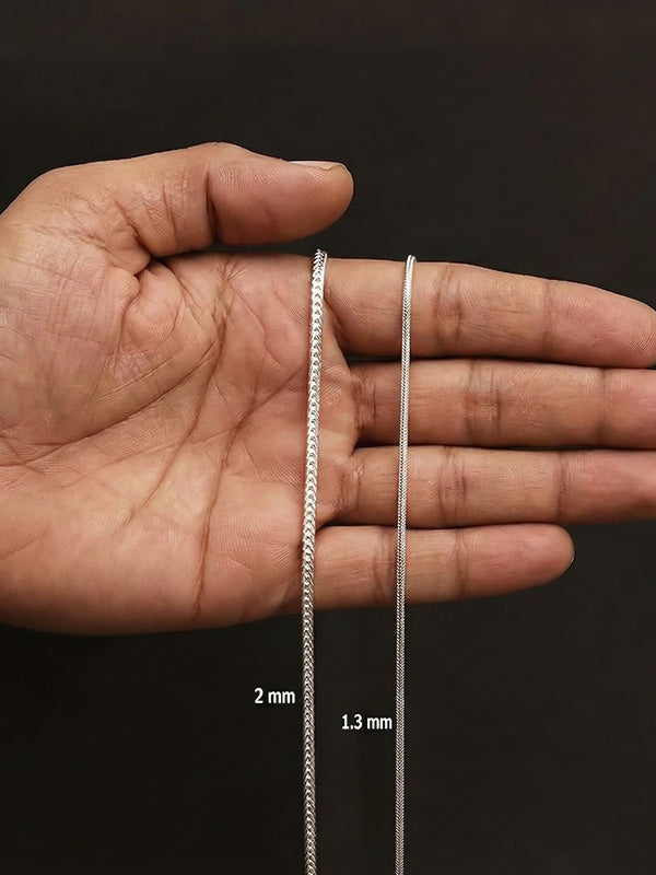 925 Sterling Silver Italian Fox-Tail Rope Chain Necklace for Men and Women