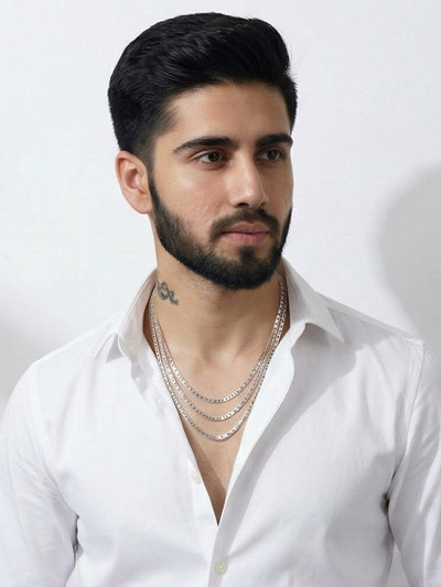 925 Sterling Silver Italian Diamond-Cut Solid Flat Mariner Link Chain Necklace for Men and Women 0.3CM