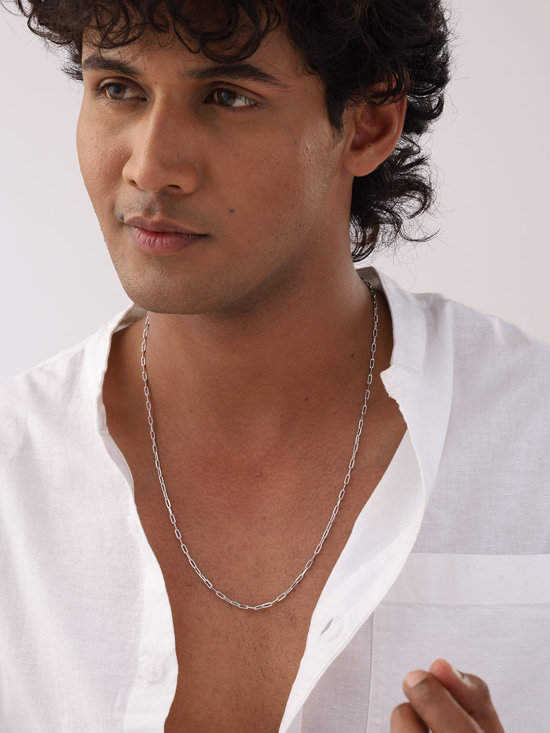 Men Silver Chain Necklace
