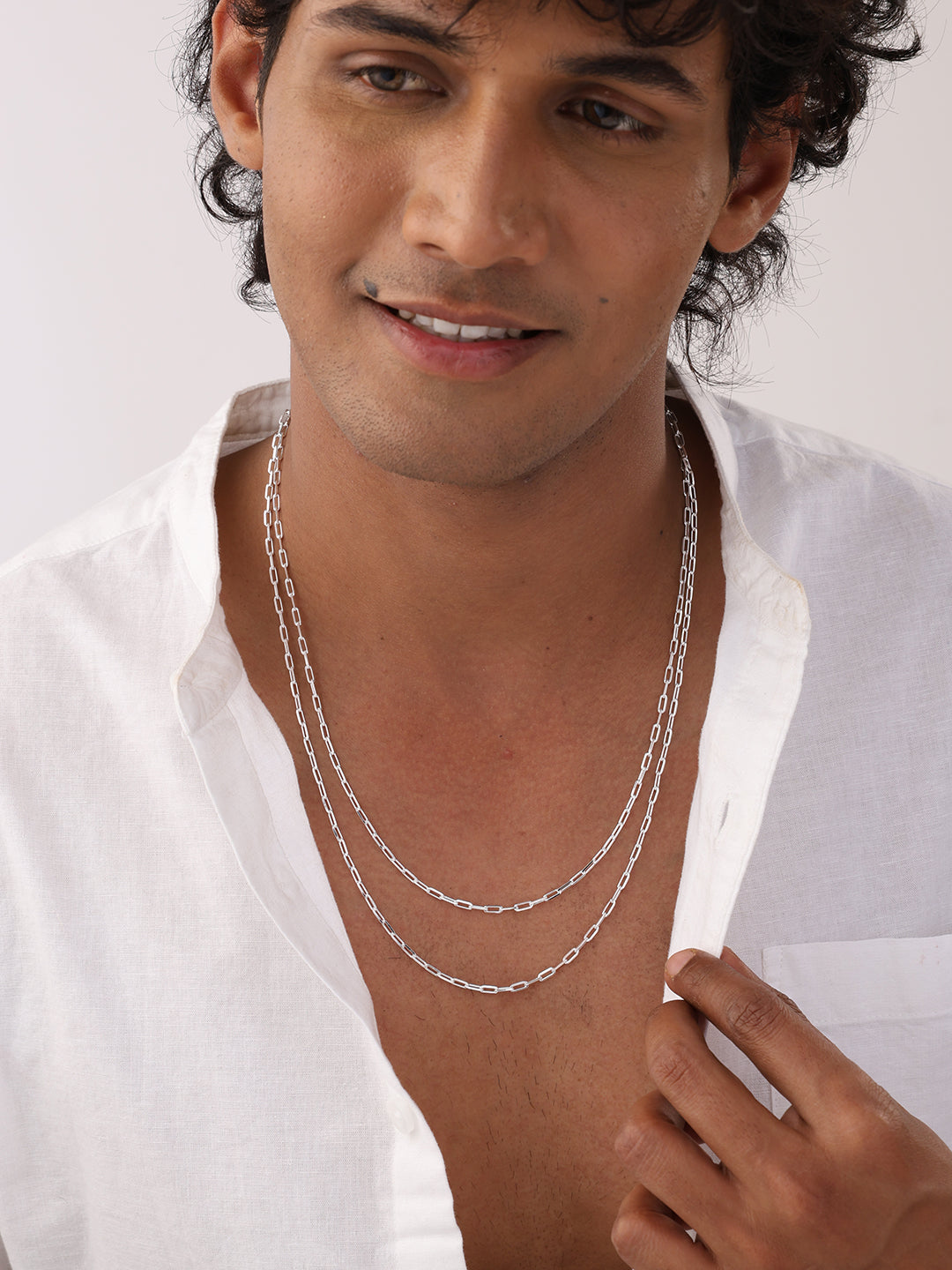 Men Rhodium Chain Necklace