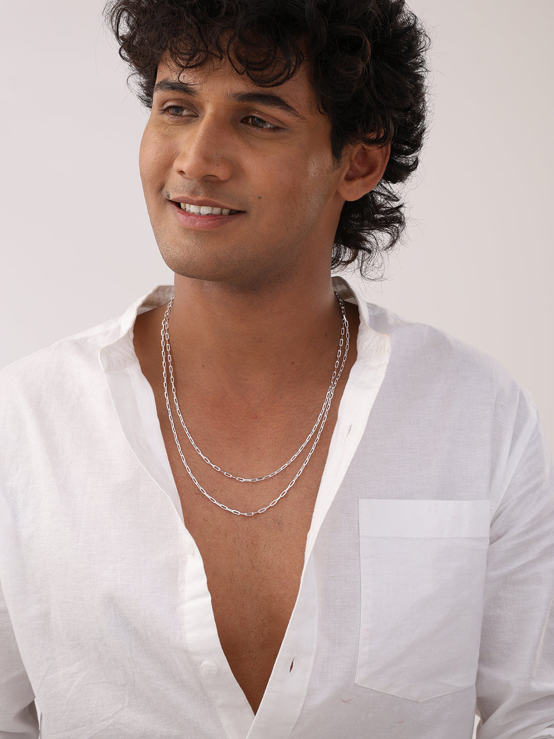Men Rhodium Chain Necklace