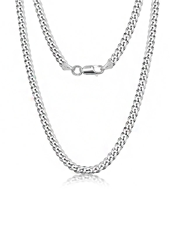 925 Sterling Silver Italian PaperClip Link Chain Necklace for Women 0.45 CM