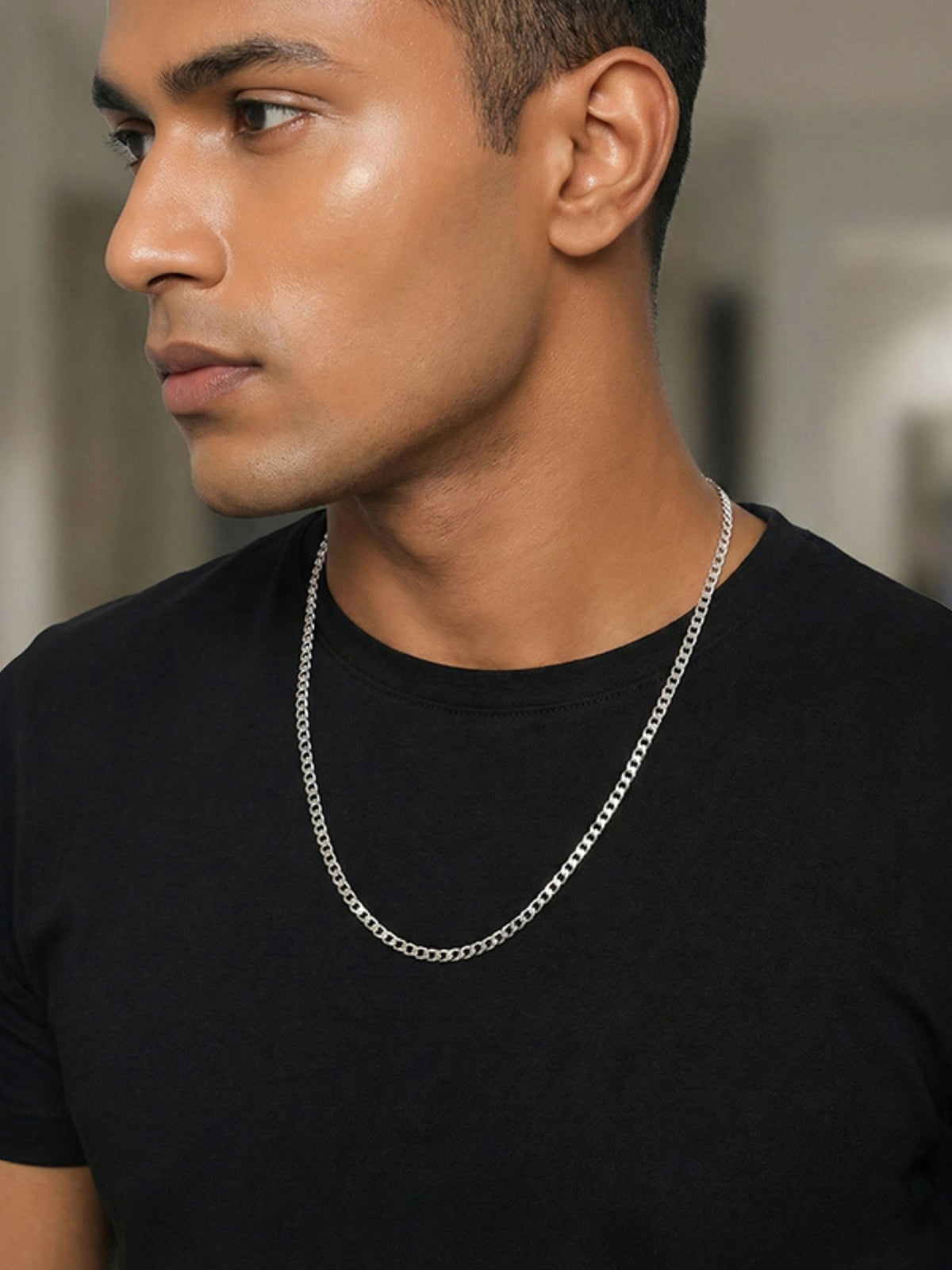 Ferro Diamond-Cut Curb Men's Chain Necklace
