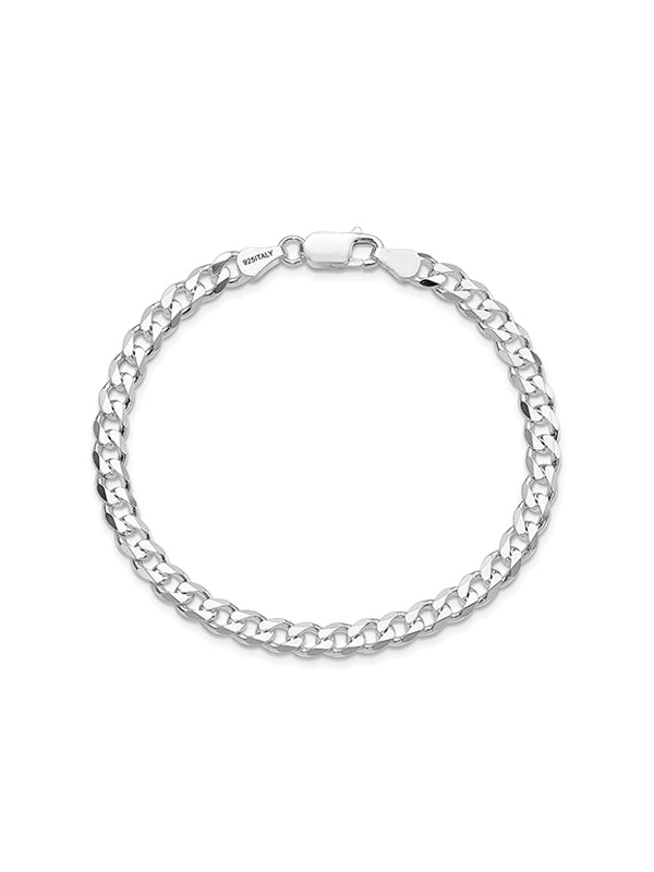 925 Sterling Silver Italian Diamond-Cut Cuban Link Chain Bracelet for Men