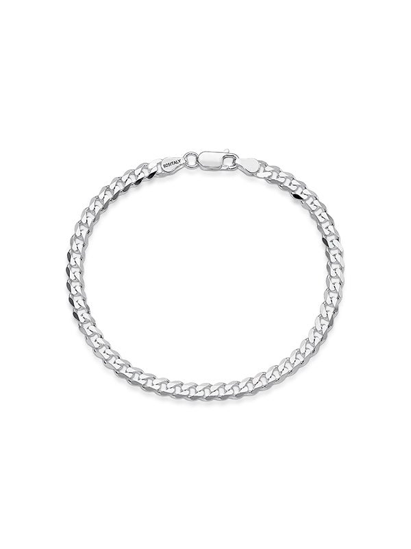 925 Sterling Silver Italian Diamond-Cut Curb Link Chain Necklace for Men and Women 0.6 CM