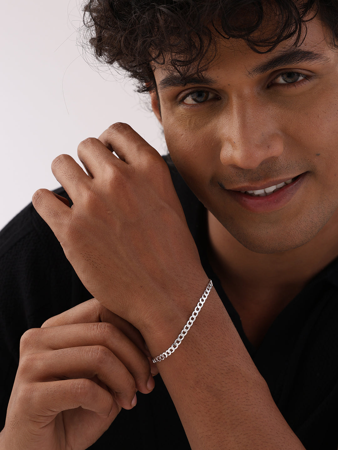Ferro Diamond-Cut Curb Men's Chain Bracelet