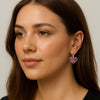 925 Sterling Silver Diamond-Cut Filigree Heart Shaped Enamel Drop Dangle Earrings For Women