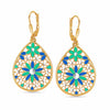 925 Sterling Silver 14K Gold-Plated Filigree Teardop Shaped Vintage Drop Dangle Earrings for Women