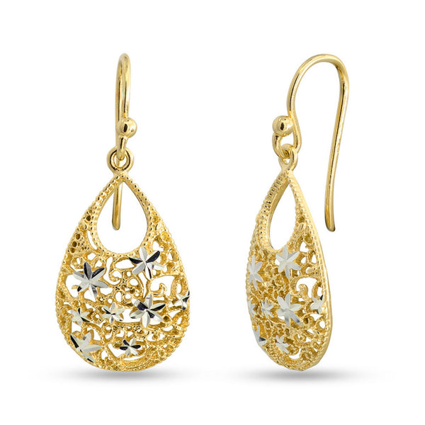 925 Sterling Silver Turkish Tear Drop Diamond Cut Earrings for Women