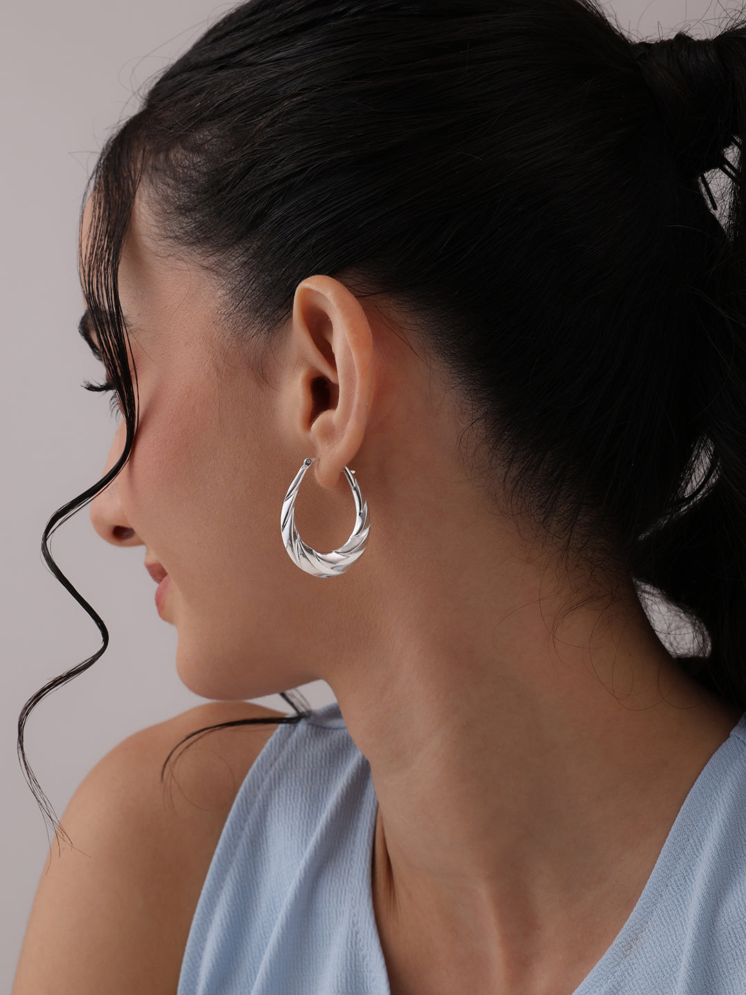 High-Polish Oval Hoop Earrings