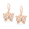 925 Sterling Silver Jewelry Leverback Filigree Butterfly Diamond-Cut Light-Weight Drop Dangle Earrings for Women
