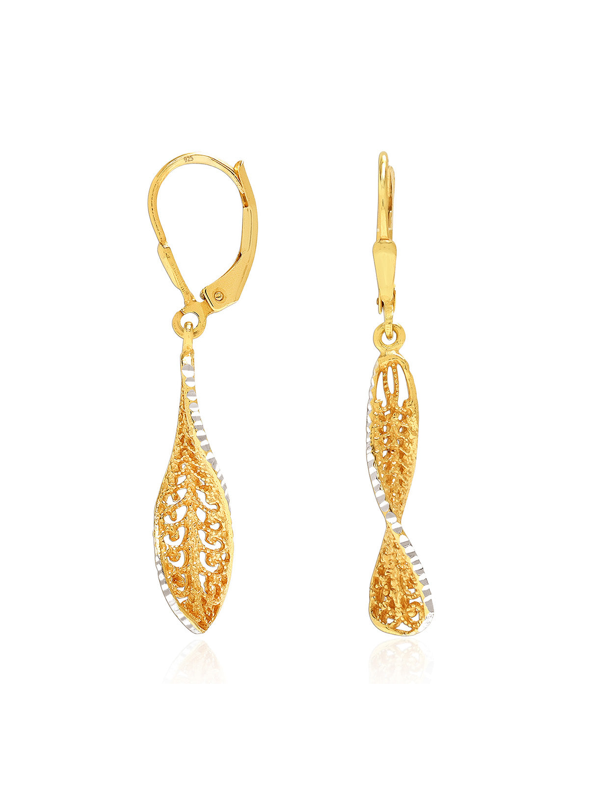 Dual Tone Leverback Earrings