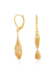 Dual Tone Leverback Earrings