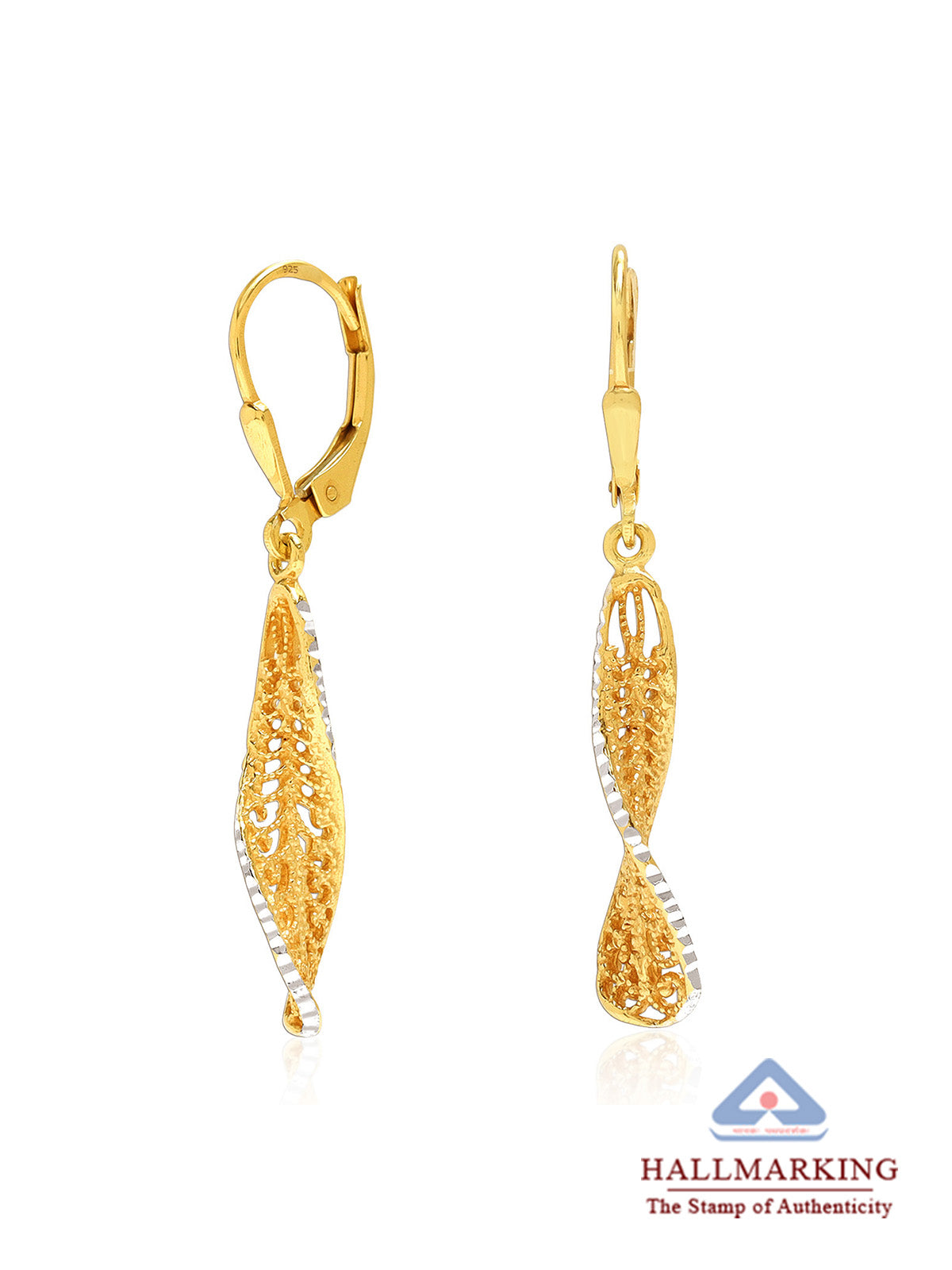 Dual Tone Leverback Earrings
