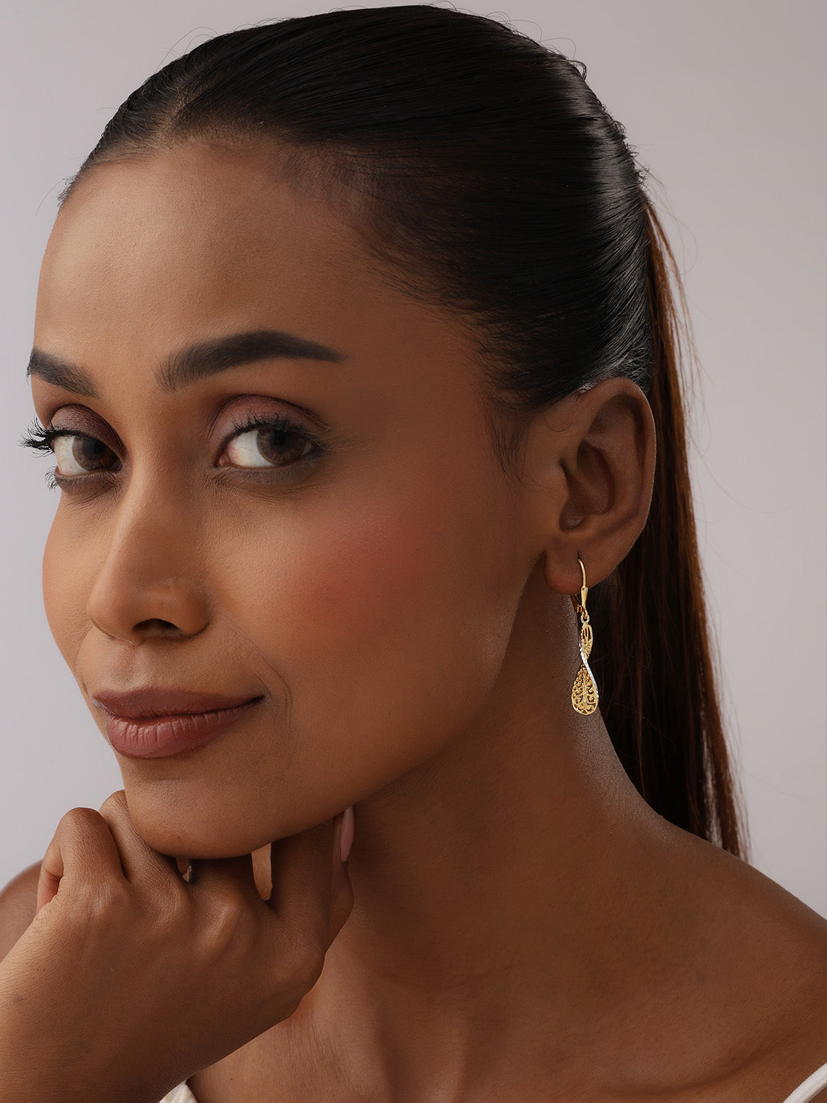 Dual Tone Leverback Earrings