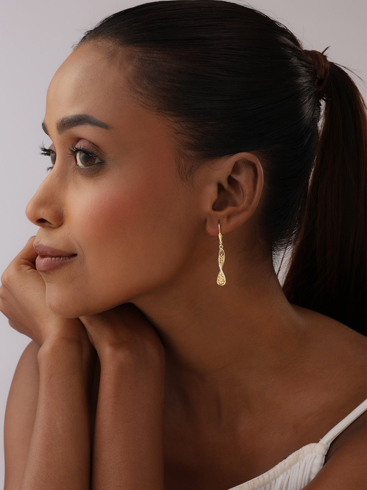 Dual Tone Leverback Earrings