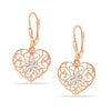 925 Sterling Silver Rose Gold Heart Turkish Tear Lever Back Earrings for Women